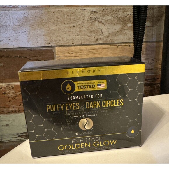 Golden Glow‎ Under Eye Patches (20 Pairs Eye Gels) For Puffy Eyes & Dark Circles - Picture 1 of 5